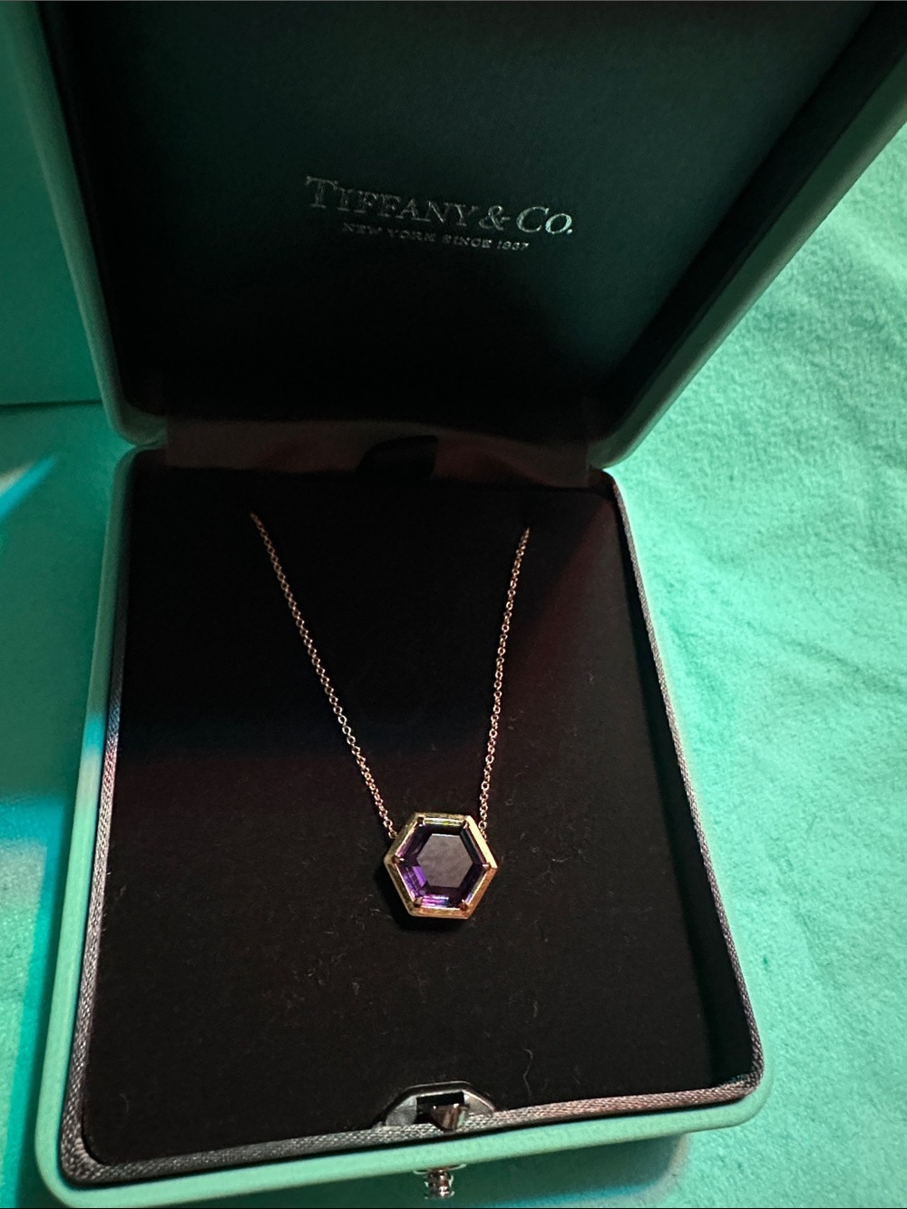 Tiffany & Picasso Paloma Gold Hexagon Necklace with Purple Amethyst